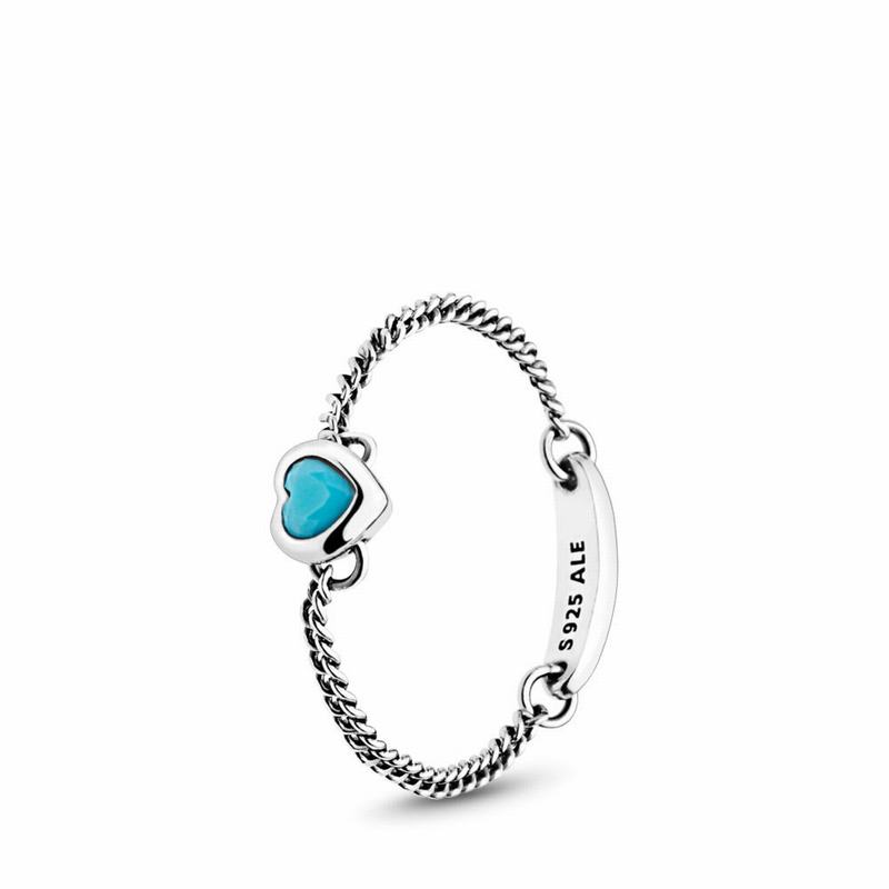 Pandora Spirited Heart Stackable Ring - Sterling Silver/Blue/Crystal - Canada | RS1017HR